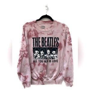💕 Women’s Authentic Beatles, All You Need Is Love long sleeve pink sweatshirt